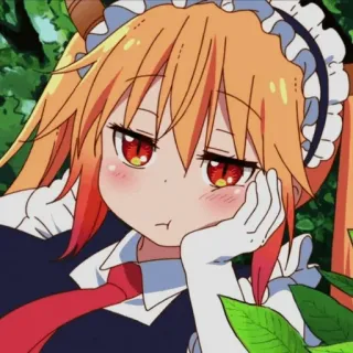 🐉 Tohru Miss Kobayashi's Dragon Maid anime, dragon, maid, fantasy, cartoon, cute, female, tohru telegram sticker