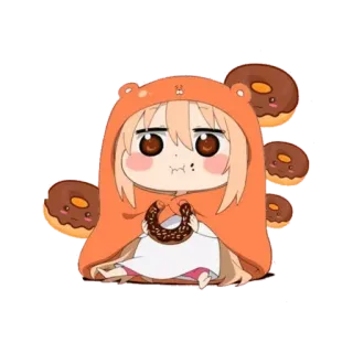 🍩 Umaru Doma Himouto! Umaru-chan umaru, anime, carino, kawaii, donut, himouto! umaru-chan telegram sticker