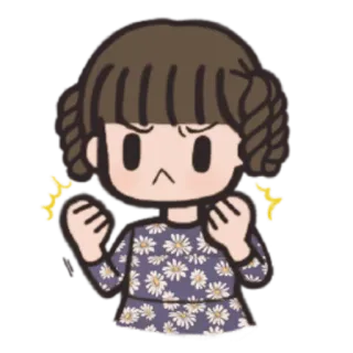 👍 chica, enojada, dibujo animado, flor, molesta, frustrada telegram sticker