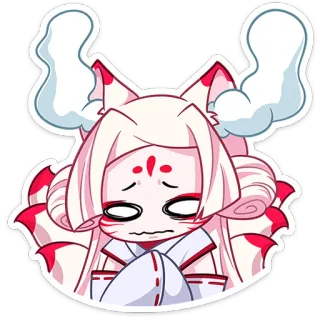 😡 Anime, Fille Renard, Kitsune, Kawaii, Sticker, Manga, Triste telegram sticker
