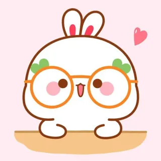 🍼 conejo, lindo, gafas, kawaii, dibujos animados telegram sticker