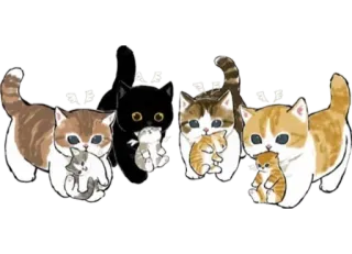 👼 kucing, anak kucing, hewan, imut, keluarga, hewan peliharaan telegram sticker