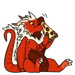 🍕 มังกร, พิซซ่า, การ์ตูน, อาหาร, น่ารัก, สีแดง telegram sticker