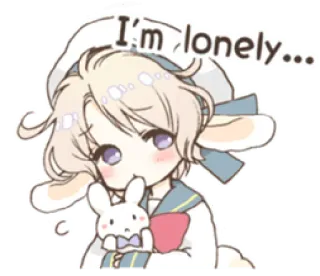 🌬 I'm lonely... Anime, Lindo, Solitario, Conejo, Kawaii whatsapp sticker