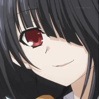 🍷 anime, woman, red eyes, black hair, girl, cartoon telegram sticker