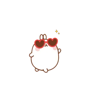 💁 rabbit, molang, kawaii, cute, heart sunglasses telegram sticker