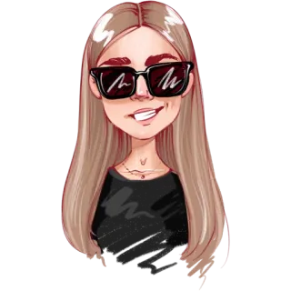 😎 mujer, dibujos animados, gafas de sol, retrato, chica, rubia telegram sticker