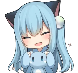 😉 Anime, Katzenmädchen, Chibi, Niedlich, Kawaii, Cartoon telegram sticker