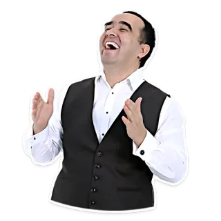 😁 hombre, sonrisa, risa, chaleco, formal, alegre telegram sticker