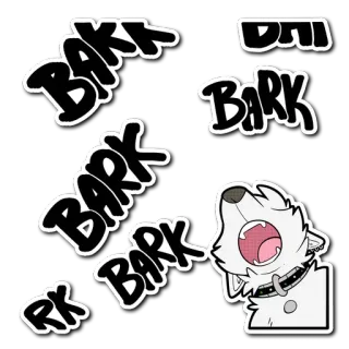 🐶 BAKK BARK BARK BARK BARK DNI hond, blaffen, dier, witte hond, cartoon telegram sticker