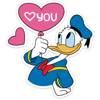 ❤️ Donald Duck YOU Дональд Дак, Мультфильм, Любовь, Воздушный шар, Дисней telegram sticker