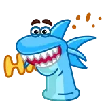 😆 Ha shark, cartoon, funny, teeth, animal telegram sticker