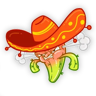 😡 kaktus, sombrero, marah, Meksiko, kartun, tanaman, emoji telegram sticker