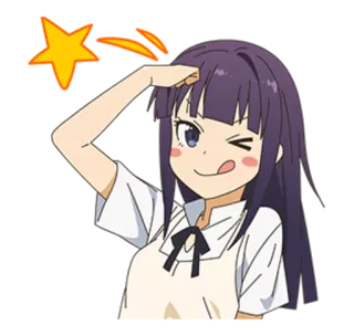 😉 animé, fille, dessin animé, personnage, clin d'oeil, joyeux, étoile telegram sticker