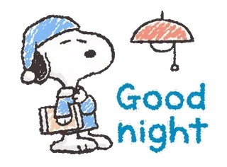 🌙 Snoopy Peanuts Good night snoopy, peanuts, bonne nuit, sommeil, chien telegram sticker