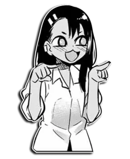 👉 Nagatoro Don't Toy with Me, Miss Nagatoro Anime, Manga, Nagatoro, Kreskówka, Uśmiech, Szczęśliwy telegram sticker