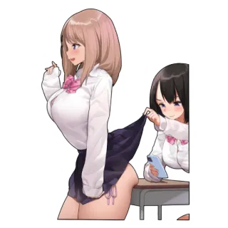 ☁️ 动漫女孩, 校服, 掀裙子, 插画, 恶作剧, 青春 telegram sticker