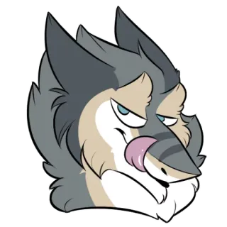 ✨ wolf, licking, cartoon, animal, mascot telegram sticker