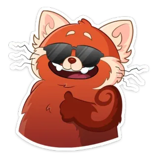 😎 แพนด้าแดง, แว่นตา, ยกนิ้วโป้ง, สติกเกอร์, การ์ตูน, สัตว์ telegram sticker