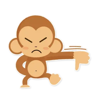 👎 monyet, tidak suka, kartun, hewan, jempol ke bawah telegram sticker