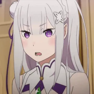 🤍 Emilia Re:Zero Anime, Sticker, Emilia, Re:Zero, Kawaii, Waifu telegram sticker
