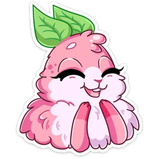 😊 mignon, rose, animal, dessin animé, kawaii, doux, joyeux, feuille telegram sticker