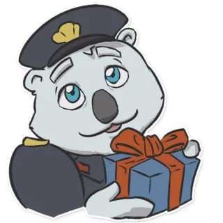 🎁 ホッキョクグマ, 警察官, ギフト, 漫画, かわいい, 動物 whatsapp sticker
