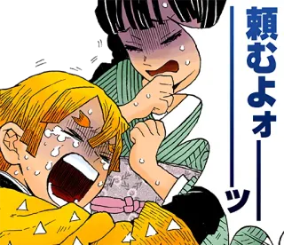 😭 Zenitsu Agatsuma Demon Slayer 頼むよォ Anime, Demon Slayer, Zenitsu, Llorando, Manga whatsapp sticker