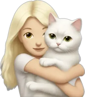 🤩 Mädchen, Katze, Emoji, Blond, Haustier, Frau, Tier telegram sticker