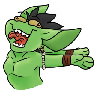 🤪 yêu tinh, sinh vật huyền ảo, hoạt hình, xanh lá cây telegram sticker