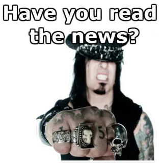 🌖 Have you read the news? Nikki Sixx, Mötley Crüe, Rock star, Heavy metal, Musique telegram sticker