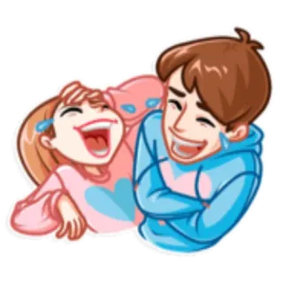 🤣 lachen, cartoon, glücklich, paar, freude telegram sticker