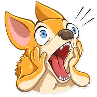 😱 chien, renard, choqué, surpris, dessin animé, animal, émotion whatsapp sticker