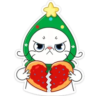 😡 Katze, traurig, Herz, gebrochen, Weihnachten, Baum, Aufkleber telegram sticker