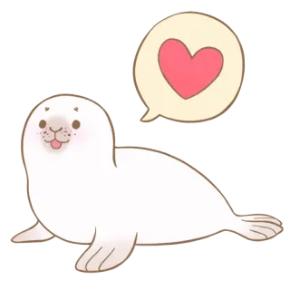 🥰 foca, corazón, amor, lindo, animal, dibujos animados, cariño telegram sticker