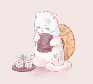 🥺 do not repost ferret, crying, sad, dice, cup, animal, illustration whatsapp sticker