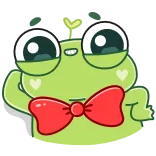 😏 rana, lindo, dibujos animados, animal, pajarita telegram sticker