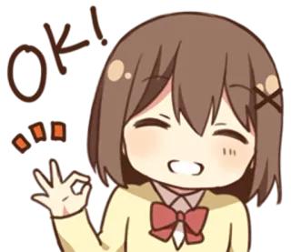 👌 OK! Anime, Ragazza, Okay, Ok, Approvazione, Accordo telegram sticker
