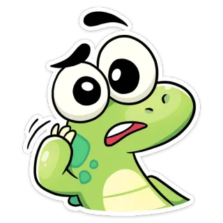 😮 cartoon, reptile, green, shocked, worried, fear whatsapp sticker