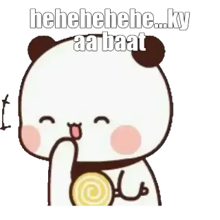 😛 hehehehehe...ky aa baat Panda, Mignon, Lol, Emoji, Sticker whatsapp sticker