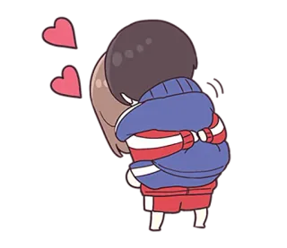 🌟 abraço, amor, afeição, casal, desenho animado telegram sticker