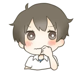 😣 Dessin animé, Garçon, Anime, Nerveux, Autocollant, Mignon telegram sticker
