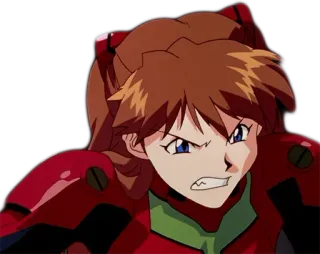 😠 Asuka Langley Sohryu Neon Genesis Evangelion Anime, Gadis, Mecha, Marah, Pilot telegram sticker