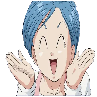 🙂 Bulma Dragon Ball Bulma, Dragon Ball, Anime, Dessin animé, Heureux, Sourire, Personnage whatsapp sticker