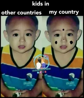 ✨ Kim Taehyung BTS kids in other countries my country meme, childhood, comparison, humor, kpop, v, bts, relatable telegram sticker