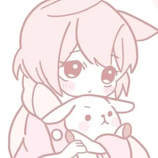 🩰 anime, kawaii, cute, girl, chibi, pink, rabbit, cartoon telegram sticker