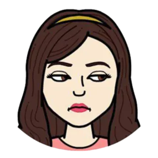 😒 cartone animato, donna, espressione, annoiata, illustrazione telegram sticker