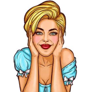 🙉 woman, cartoon, pop art, blond, portrait telegram sticker