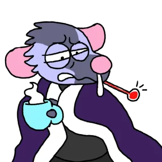 🌡 enfermo, gripe, ratón, animal, termómetro, té, resfriado whatsapp sticker