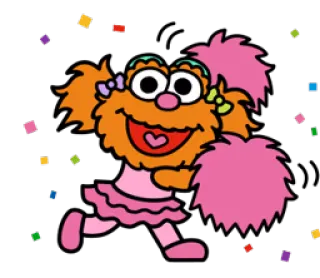 🎊 Zoe Sesame Street Zoe, Sesamstraße, Figur, Cheerleader, Cartoon, Muppet whatsapp sticker